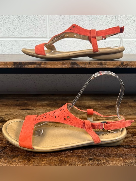 Naturalizer Sandals Leather T Strap Adjustable Hook & Loop Cutout Windham 8 - Picture 8 of 14